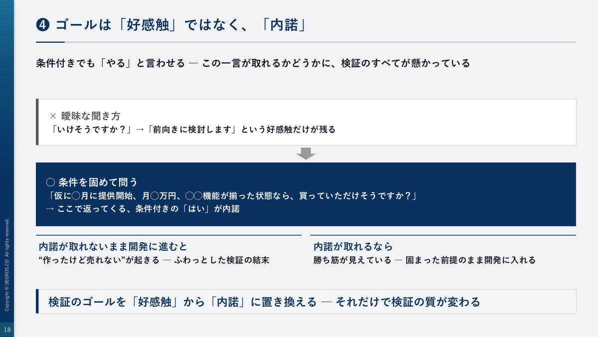 ゴールは好感触ではなく、内諾